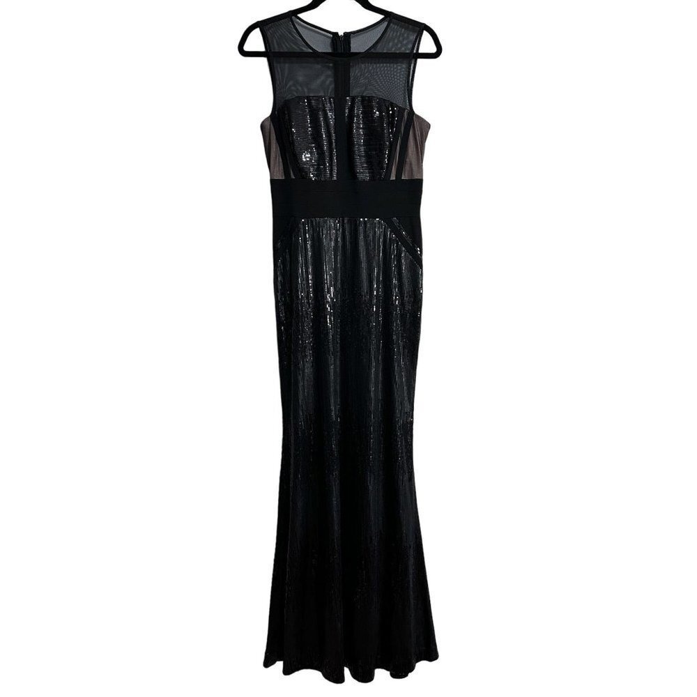 Calvin Klein Black Sequin Mesh Insert Trumpet Hem… - image 3